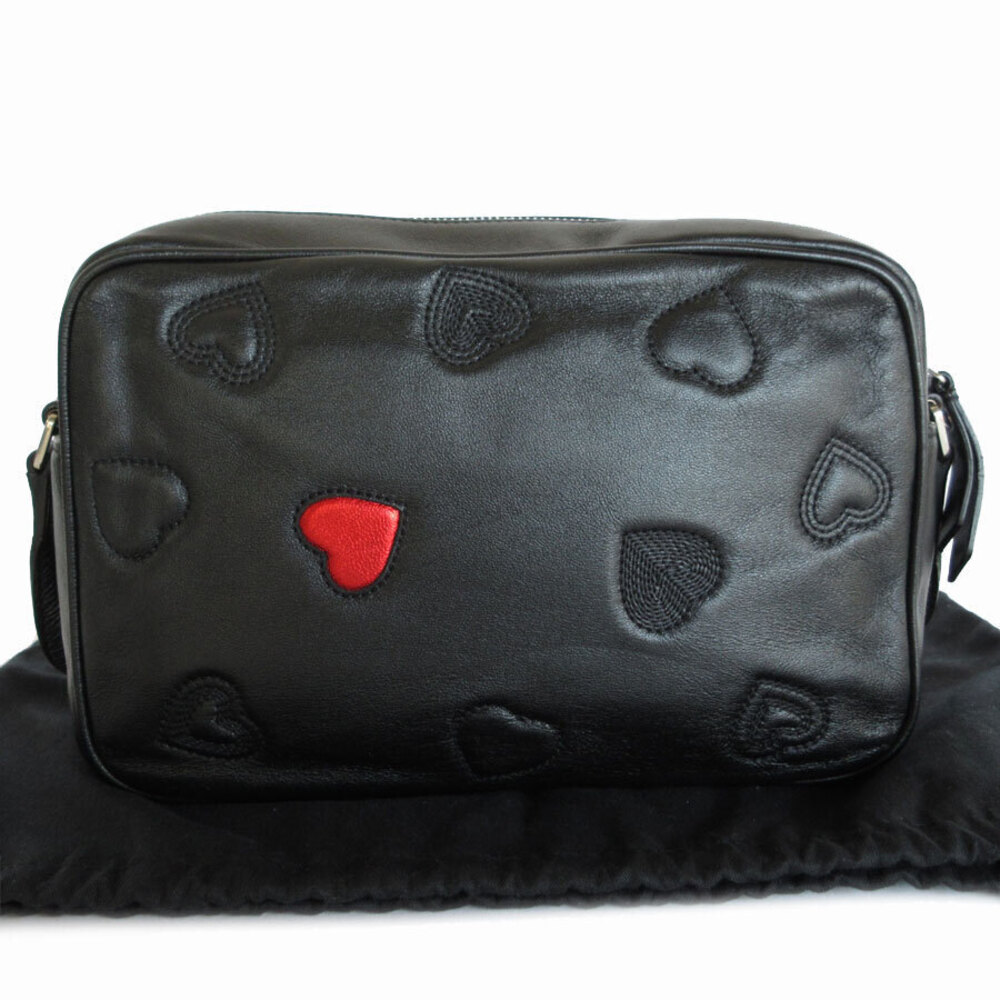 Saint Laurent black leather heart embroidery Bag Lou quilted Camera